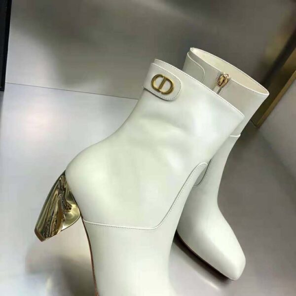 Dior Women Rhodes Heeled Ankle Boot White Supple Calfskin (8)