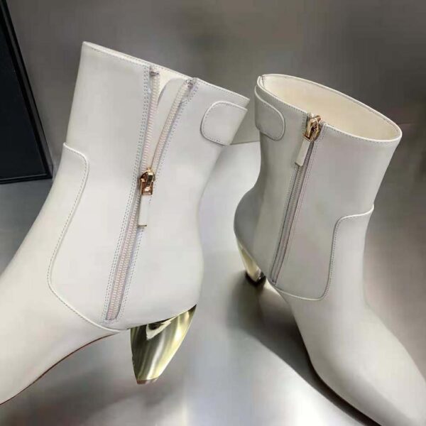 Dior Women Rhodes Heeled Ankle Boot White Supple Calfskin (9)