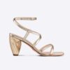 Dior Women Rhodes Heeled Sandal Gold-Tone Laminated Lambskin