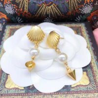 Dior Women Sea Garden Earrings Gold-Finish Metal and White Resin Pearls (1)