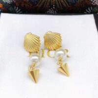 Dior Women Sea Garden Earrings Gold-Finish Metal and White Resin Pearls (1)