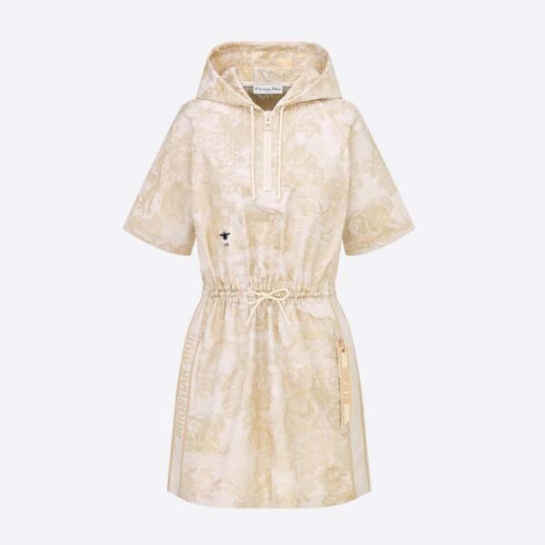 Dior Women Short Hooded Dress Gold-Tone Technical Taffeta Jacquard (1)
