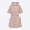 Dior Women Short Hooded Dress Rose Des Vents Technical Taffeta Jacquard