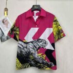 Dior Women Short-Sleeved Blouse Pink Cotton Poplin with Multicolor D-Tiger Pop Motif - Image 3