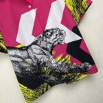 Dior Women Short-Sleeved Blouse Pink Cotton Poplin with Multicolor D-Tiger Pop Motif - Image 8