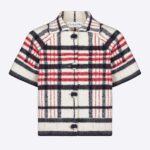 Dior Women Short-Sleeved Jacket Tricolor Check N Dior Technical Cotton and Wool Knit