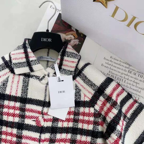 Dior Women Short-Sleeved Jacket Tricolor Check N Dior Technical Cotton and Wool Knit (5)