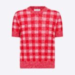 Dior Women Short-Sleeved Sweater Red D-Little Vichy Alpaca