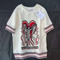 Dior Women Short-Sleeved Sweatshirt White Cotton Jersey with Multicolor Cupidon Motif (1)
