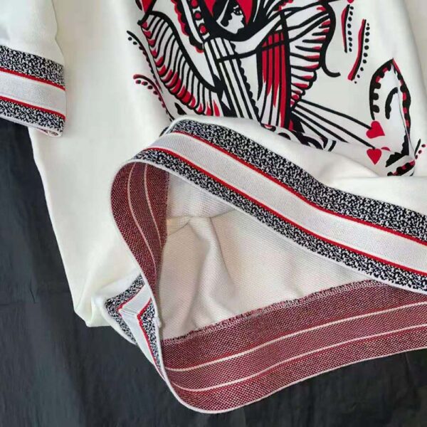Dior Women Short-Sleeved Sweatshirt White Cotton Jersey with Multicolor Cupidon Motif (7)