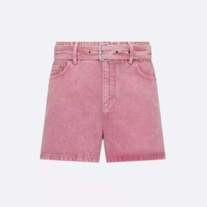 Dior Women Shorts Pink Cotton Denim