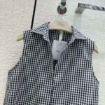 Dior Women Sleeveless Blouse Navy Blue D-Little Vichy Silk Canvas - Image 4