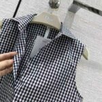 Dior Women Sleeveless Blouse Navy Blue D-Little Vichy Silk Canvas - Image 5