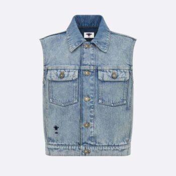 Dior Women Sleeveless Jacket Blue Cotton Denim