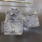 Dior Women Sleeveless Jacket Blue Cotton Denim - Imagen 2