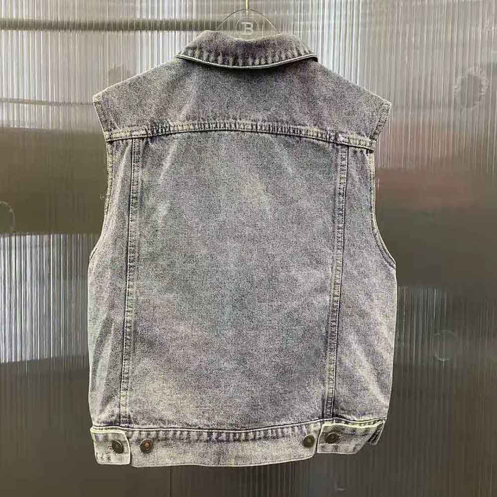 Dior Women Sleeveless Jacket Blue Cotton Denim