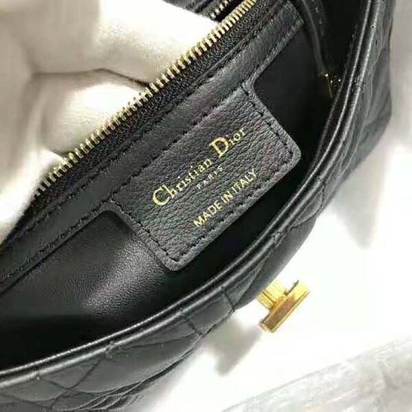 Dior Women Small Dior Caro Bag Lvory Supple Cannage Calfskin-black (10)