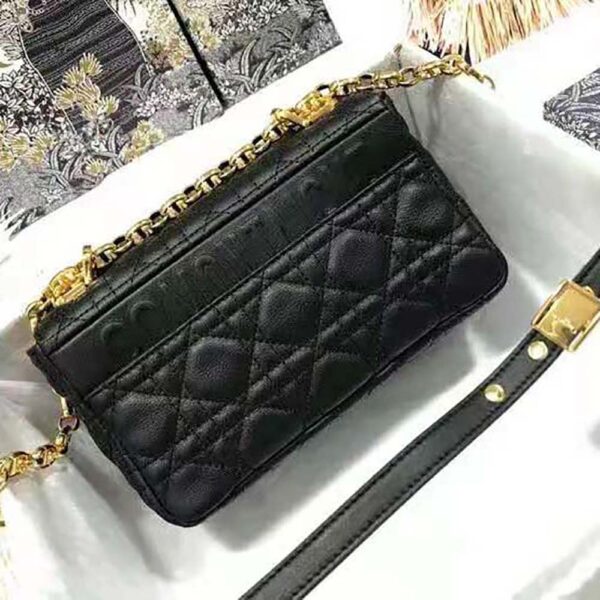 Dior Women Small Dior Caro Bag Lvory Supple Cannage Calfskin-black (3)