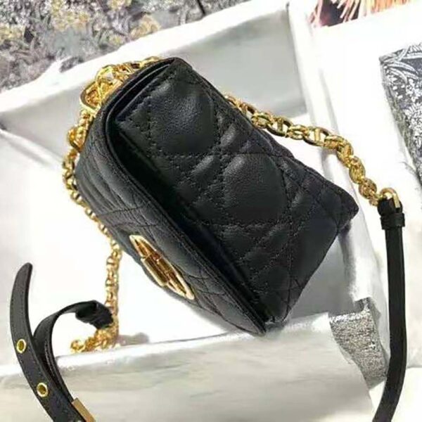 Dior Women Small Dior Caro Bag Lvory Supple Cannage Calfskin-black (4)