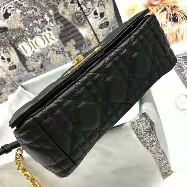 Dior Women Small Dior Caro Bag Lvory Supple Cannage Calfskin-black (5)
