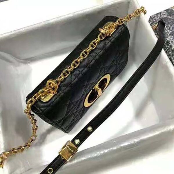 Dior Women Small Dior Caro Bag Lvory Supple Cannage Calfskin-black (6)