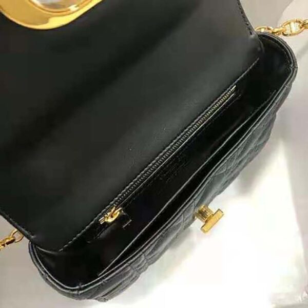 Dior Women Small Dior Caro Bag Lvory Supple Cannage Calfskin-black (9)