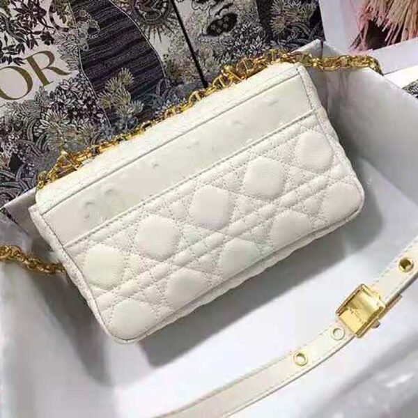 Dior Women Small Dior Caro Bag Lvory Supple Cannage Calfskin-white (3)
