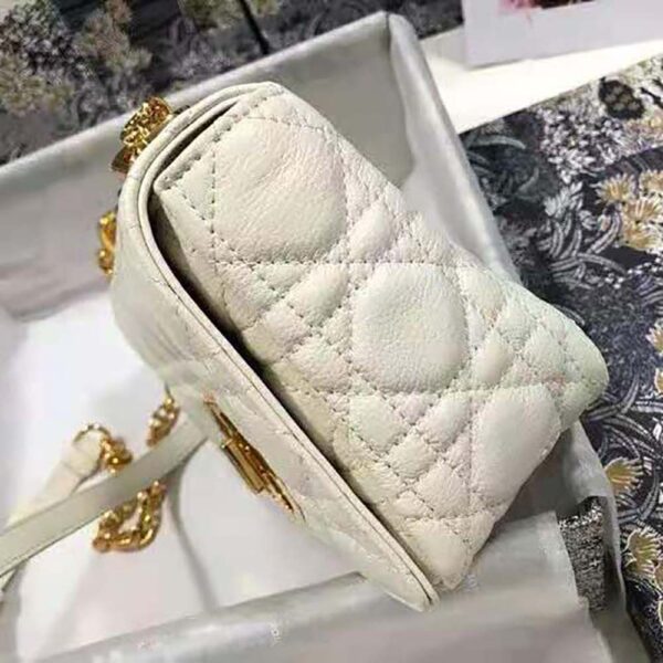 Dior Women Small Dior Caro Bag Lvory Supple Cannage Calfskin-white (4)