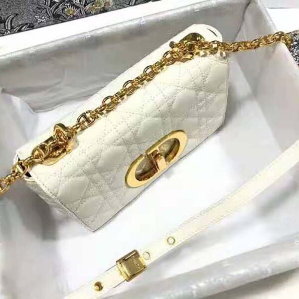 Dior Women Small Dior Caro Bag Lvory Supple Cannage Calfskin-white (6)