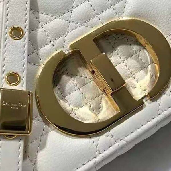 Dior Women Small Dior Caro Bag Lvory Supple Cannage Calfskin-white (7)