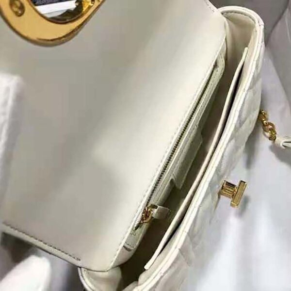 Dior Women Small Dior Caro Bag Lvory Supple Cannage Calfskin-white (9)