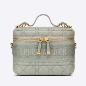 Dior Women Small Diortravel Vanity Case Cannage Lambskin-Silver