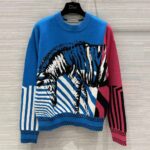 Dior Women Sweater Bright Blue and Pink D-Jungle Pop Double-Sided Technical Cashmere – Image 2