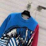 Dior Women Sweater Bright Blue and Pink D-Jungle Pop Double-Sided Technical Cashmere – Image 4