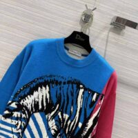 Dior Women Sweater Bright Blue and Pink D-Jungle Pop Double-Sided Technical Cashmere (1)