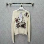 Dior Women Sweater White Cashmere with Multicolor Butterfly Motif - Image 2