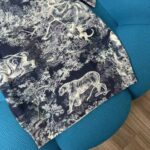 Dior Women T-shirt Navy Blue Toile De Jouy Cotton and Linen Jersey - Image 6