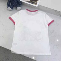 Dior Women T-shirt White Cotton Jersey with Fluorescent Pink D-Jungle Pop Motif (1)