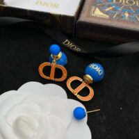 Dior Women Tribales Earring Gold-Finish Metal with Fluorescent Blue Lacquer (1)