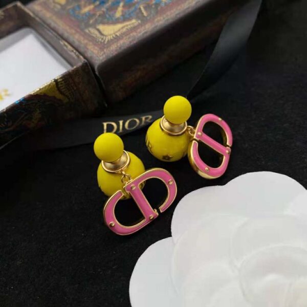 Dior Women Tribales Earring Gold-Finish Metal with Fluorescent Yellow Lacquer (3)