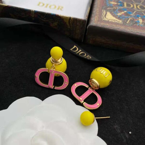 Dior Women Tribales Earring Gold-Finish Metal with Fluorescent Yellow Lacquer (4)