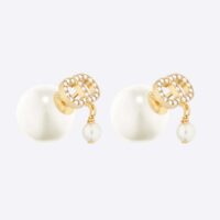Dior Women Tribales Earrings Gold-Finish Metal-White (1)