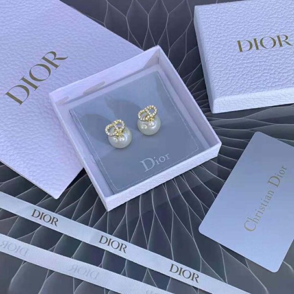 Dior Women Tribales Earrings Gold-Finish Metal-White (2)
