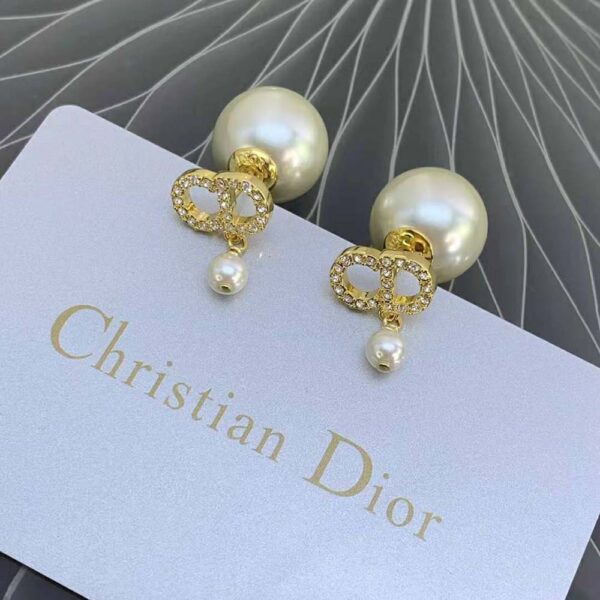 Dior Women Tribales Earrings Gold-Finish Metal-White (3)