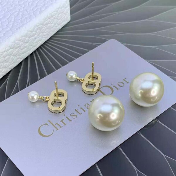 Dior Women Tribales Earrings Gold-Finish Metal-White (4)