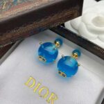 Dior Women Tribales Earrings Gold-Finish Metal and Light Blue Transparent Resin Pearls - Image 4