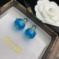 Dior Women Tribales Earrings Gold-Finish Metal and Light Blue Transparent Resin Pearls (1)