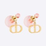 Boucles d'oreilles Dior Femme Tribales en métal finition dorée et perles en résine transparente rose clair