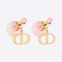 Dior Women Tribales Earrings Gold-Finish Metal and Light Pink Transparent Resin Pearls (1)