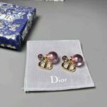 Dior Women Tribales Earrings Gold-Finish Metal and Light Pink Transparent Resin Pearls – Image 2